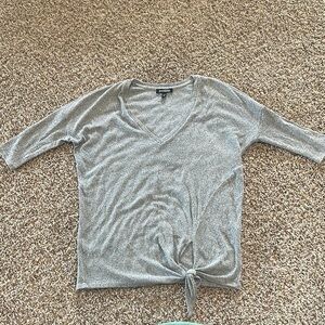 NWOT Express Gray Tie Front Relaxed Blouse size XS